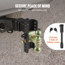 VEVOR Adjustable Trailer Hitch, 15cm Drop & 11.43cm Rise Hitch Ball Mount with 6.35cm Receiver, Solid Tube, 6577 kgs GTW, 5.08cm & 5.08-0.79cm 45# Steel Tow Balls with Key Lock for Truck Towing