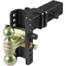 VEVOR Adjustable Trailer Hitch, 15cm Drop & 11.43cm Rise Hitch Ball Mount with 6.35cm Receiver, Solid Tube, 6577 kgs GTW, 5.08cm & 5.08-0.79cm 45# Steel Tow Balls with Key Lock for Truck Towing