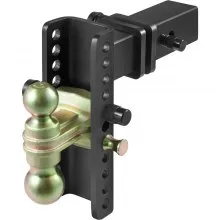 VEVOR Adjustable Trailer Hitch, 203.2 mm Drop & 165.1 mm Rise Hitch Ball Mount with 63.5 mm Receiver, Solid Tube, 6577 kg GTW, 50.8 mm & 58.7 mm 45# Steel Tow Balls with Key Lock for Truck Towing