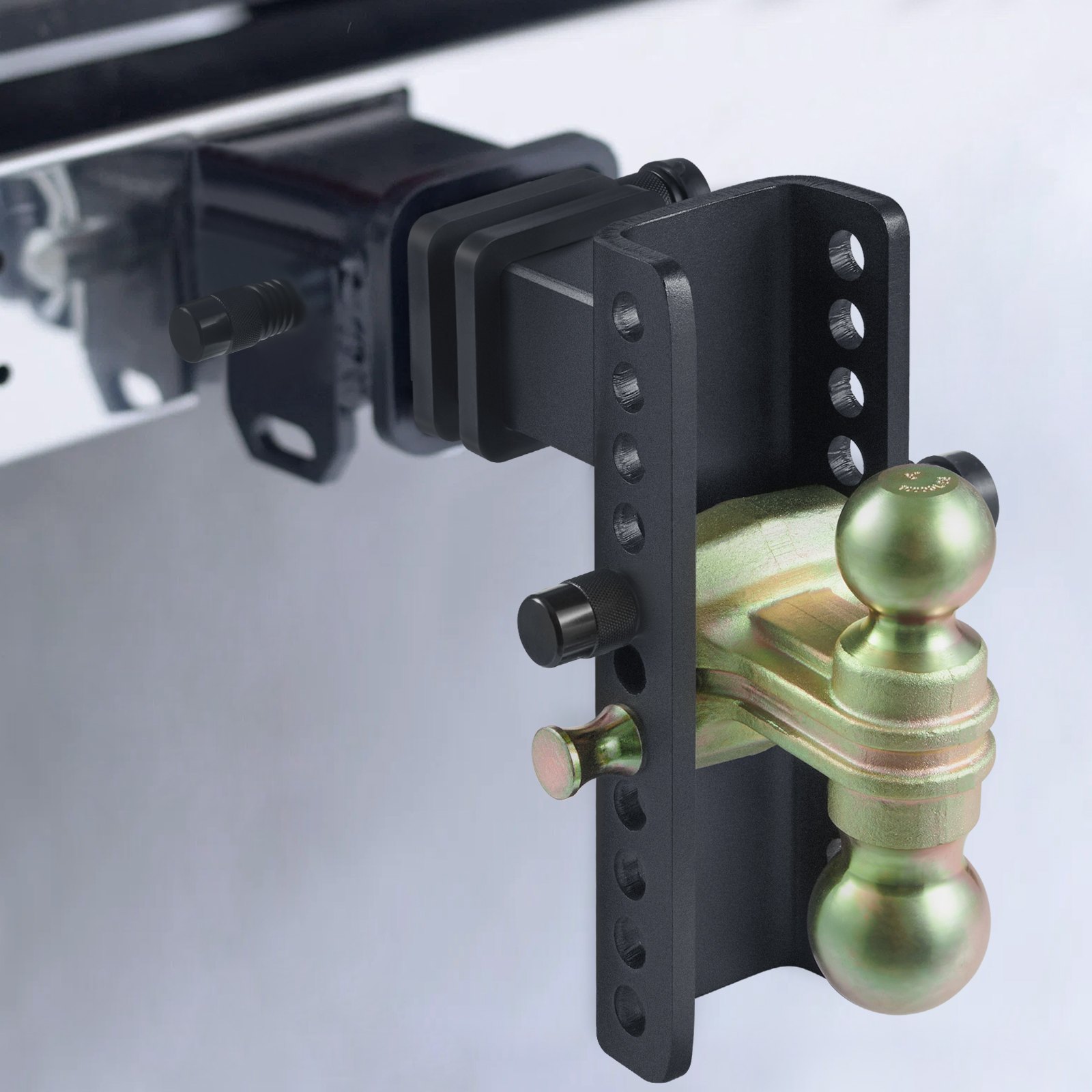 VEVOR Adjustable Trailer Hitch, 203.2 mm Drop & 165.1 mm Rise Hitch Ball Mount with 63.5 mm Receiver, Solid Tube, 6577 kg GTW, 50.8 mm & 58.7 mm 45# Steel Tow Balls with Key Lock for Truck Towing