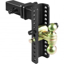 VEVOR Adjustable Trailer Hitch, 10-Inch Drop & 8.5-Inch Rise Hitch Ball Mount with 2.5-Inch Receiver Solid Tube, 14,500 lbs GTW, 2-Inch & 2-5/16-Inch 45# Steel Tow Balls with Key Lock for Truck Towing