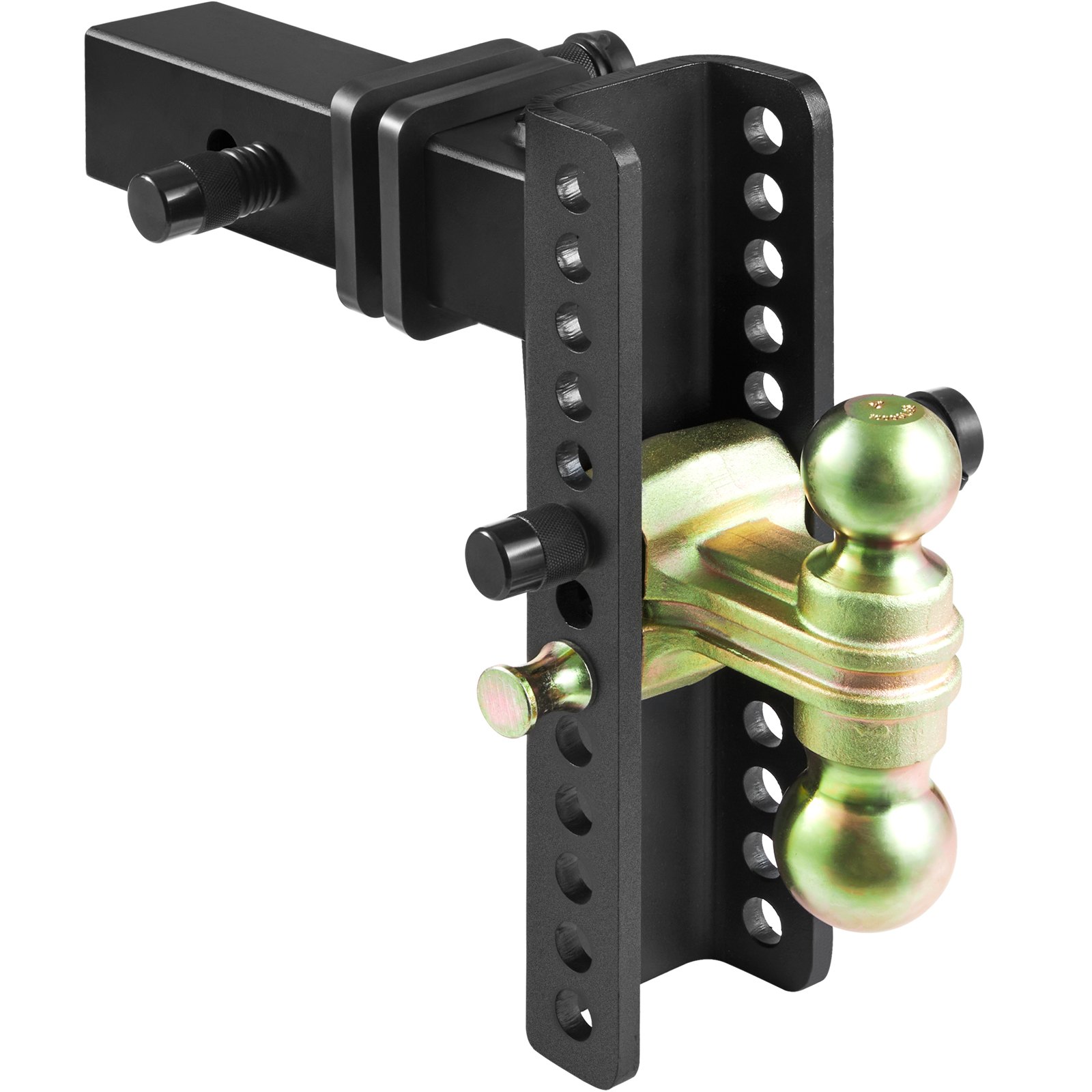 VEVOR Adjustable Trailer Hitch, 25 cm Drop & 21.59 cm Rise Hitch Ball Mount with 6.35 cm Receiver Solid Tube, 6577 kgs GTW, 5.08 cm & 5.08-0.79 cm 45# Steel Tow Balls with Key Lock for Truck Towing