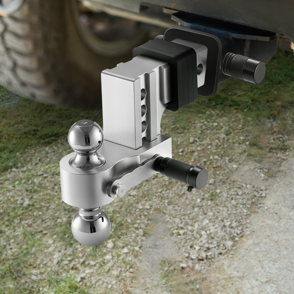 VEVOR Adjustable Trailer Hitch, 4-Inch Drop Hitch Ball Mount, Fit 2.5-Inch Receiver, Heavy Duty Aluminum Alloy Tow Hitch with 2" & 2-5/16" Balls, 18500 lbs GTW, Receiver Hitch with Anti-theft Pin