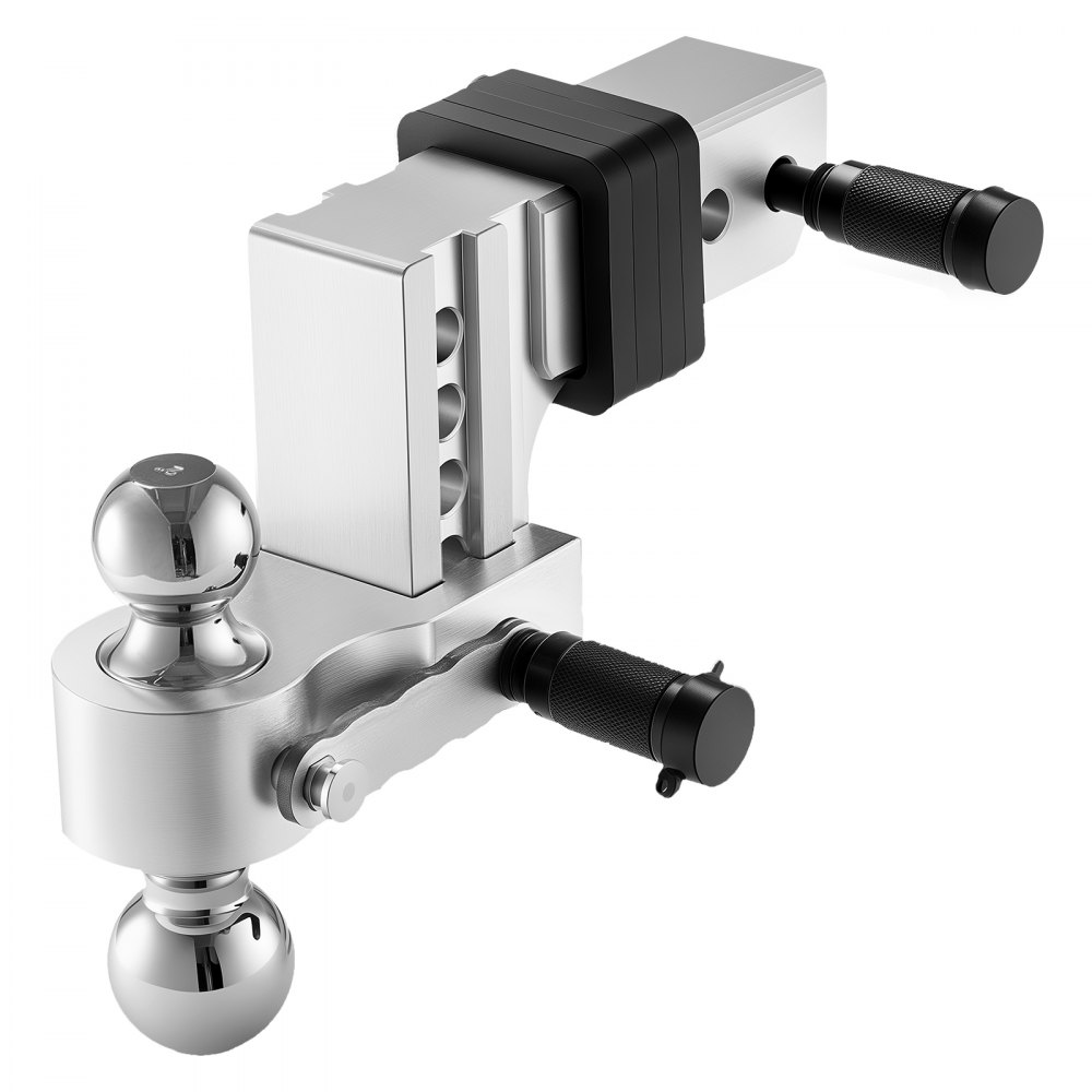 VEVOR Adjustable Trailer Hitch, 4-Inch Drop Hitch Ball Mount, Fit 2.5-Inch Receiver, Heavy Duty Aluminum Alloy Tow Hitch with 2" & 2-5/16" Balls, 18500 lbs GTW, Receiver Hitch with Anti-theft Pin