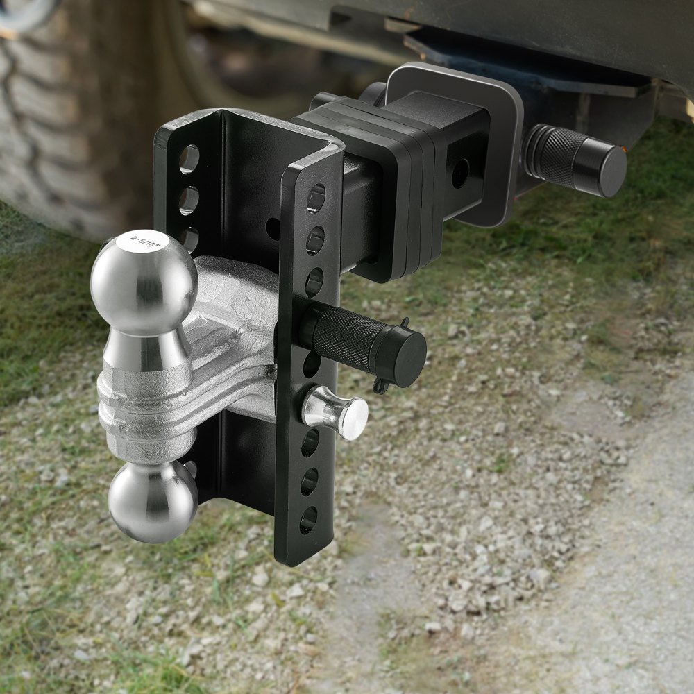 VEVOR Adjustable Trailer Hitch, 6" Drop Hitch Ball Mount, Fit 2.5" Receiver, Heavy Duty Trailer Tow Hitch with 2" & 2-5/16"Balls, 22000 lbs GTW, Receiver Hitch with Anti-Theft Pin, Solid Ball Mount