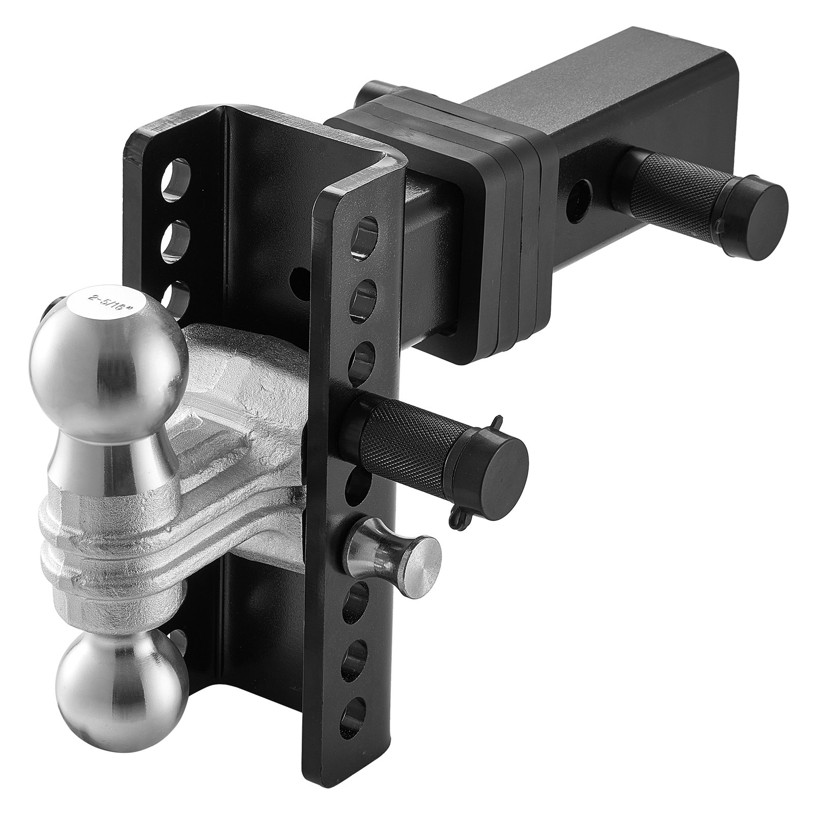 VEVOR Adjustable Trailer Hitch, 6" Drop Hitch Ball Mount, Fit 2.5" Receiver, Heavy Duty Trailer Tow Hitch with 2" & 2-5/16"Balls, 22000 lbs GTW, Receiver Hitch with Anti-Theft Pin, Solid Ball Mount