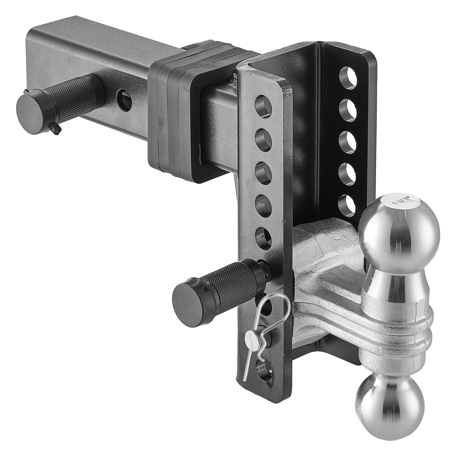 VEVOR Adjustable Trailer Hitch, 6" Drop Hitch Ball Mount, Fit 2.5" Receiver, Heavy Duty Trailer Tow Hitch with 2" & 2-5/16"Balls, 22000 lbs GTW, Receiver Hitch with Anti-Theft Pin, Solid Ball Mount