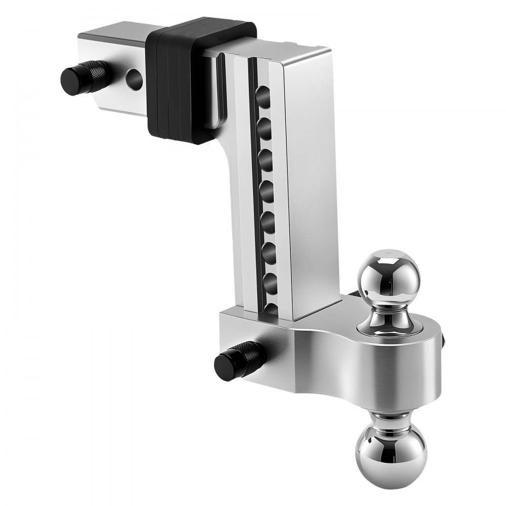 VEVOR Adjustable Trailer Hitch, 8-Inch Drop Hitch, Tri-Ball Mount for 2.5-Inch Hitch Receiver, Trailer Ball Size 1-7/8", 2" & 2-5/16", Max 18500 lbs Ball Hitch, Towing Hitch for RVs, ATVs, and Trucks