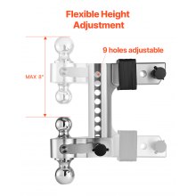 Adjustable Trailer Hitch 2.5" Receiver 8" Drop Tri-Ball Hitch 18500 lbs