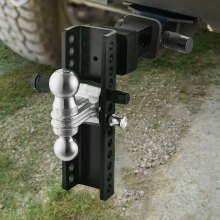 Adjustable Trailer Hitch 2.5" Receiver 10" Drop Tri-Ball Hitch 22000 lbs