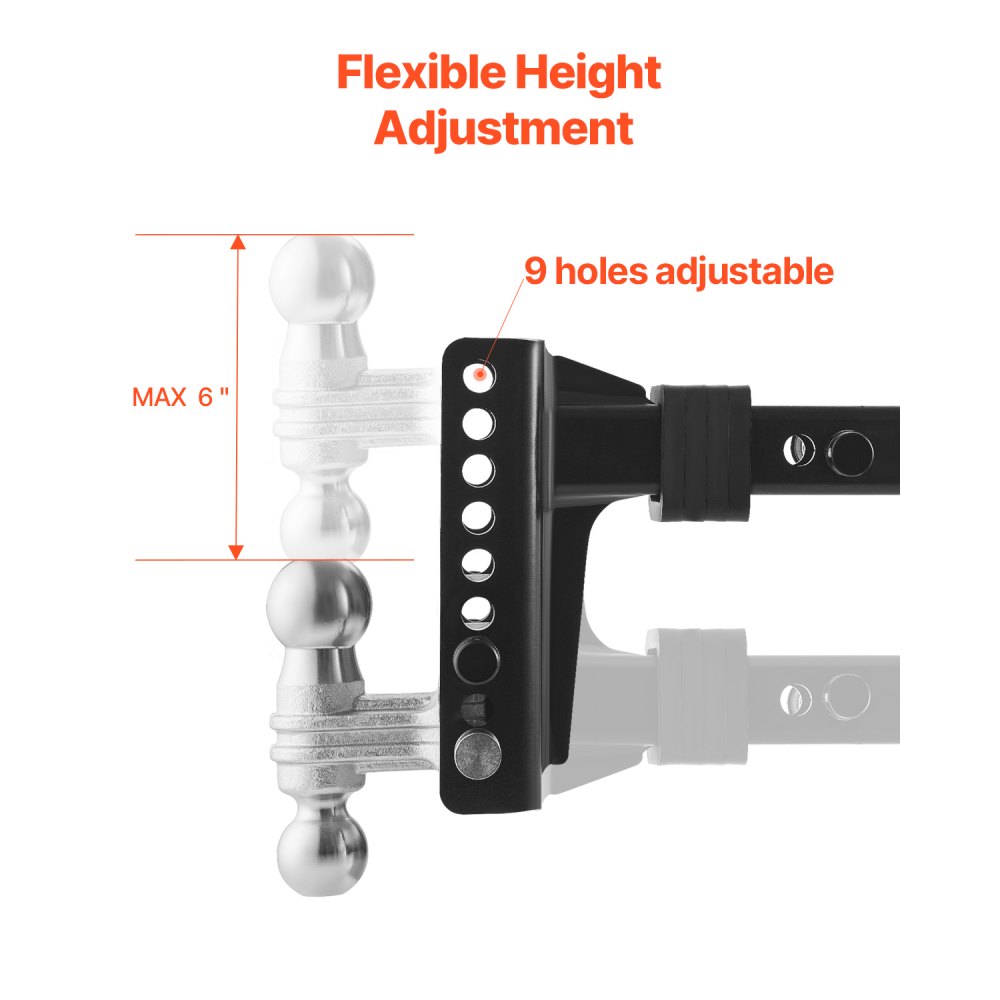 VEVOR Adjustable Trailer Hitch 2" Receiver 6" Drop 2-5/16" Balls for 21500 lbs