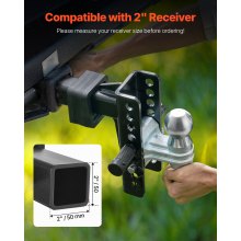 Adjustable Trailer Hitch 2" Receiver 6" Drop Tri-Ball Hitch 21500 lbs