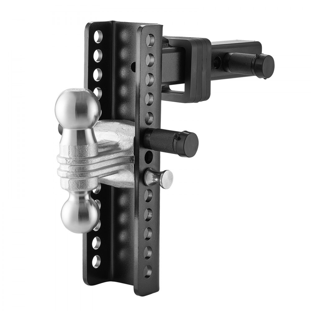 VEVOR Adjustable Trailer Hitch, 10-Inch Drop Hitch Ball Mount, Fit 2" Receiver, Heavy Duty Trailer Tow Hitch with 2" & 2-5/16"Balls, 21500 lbs GTW, Receiver Hitch with Anti-Theft Pin, Solid Ball Mount