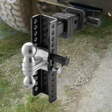 Adjustable Trailer Hitch 2" Receiver 10" Drop Tri-Ball Hitch 21500 lbs