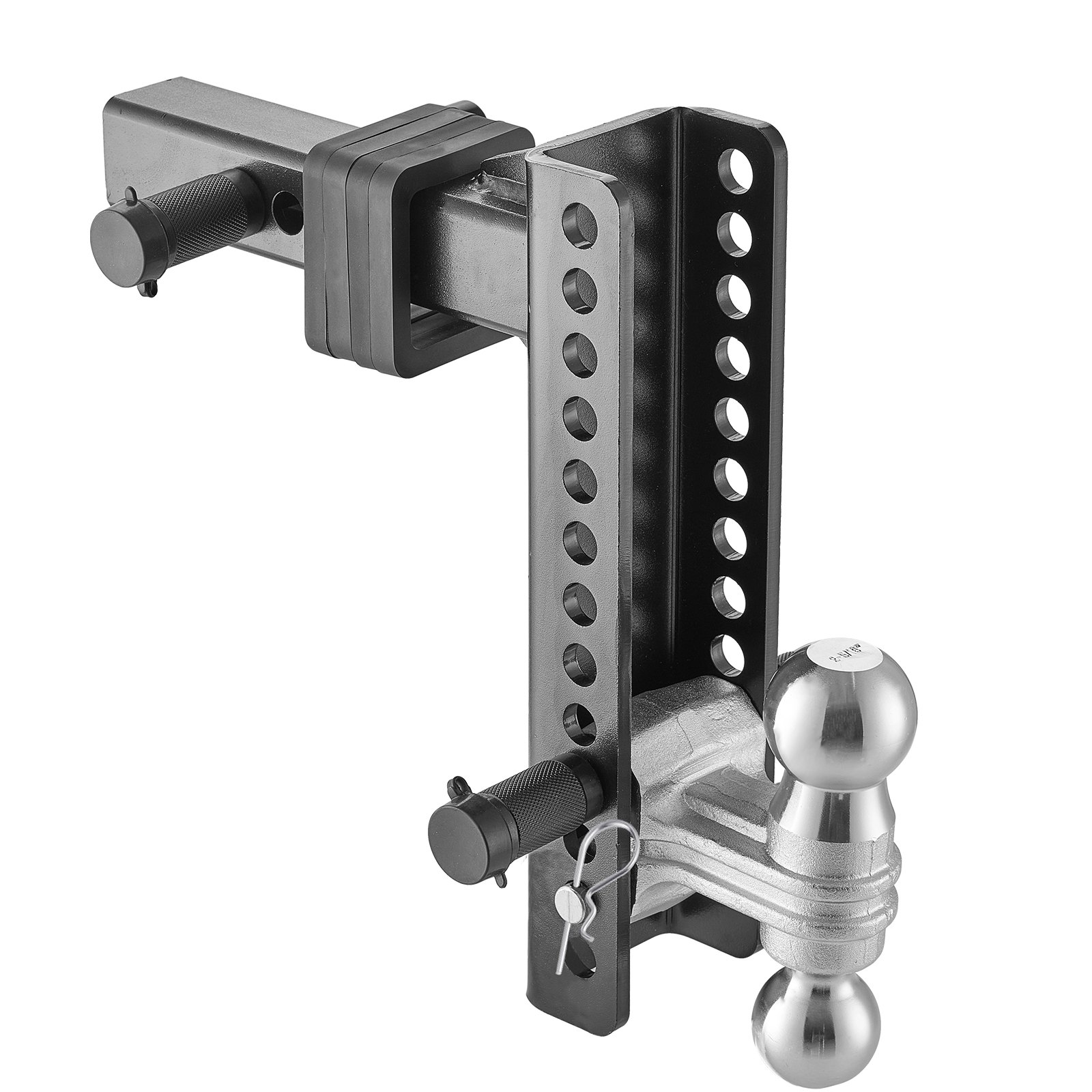 VEVOR Adjustable Trailer Hitch, 10-Inch Drop Hitch Ball Mount, Fit 2" Receiver, Heavy Duty Trailer Tow Hitch with 2" & 2-5/16"Balls, 21500 lbs GTW, Receiver Hitch with Anti-Theft Pin, Solid Ball Mount