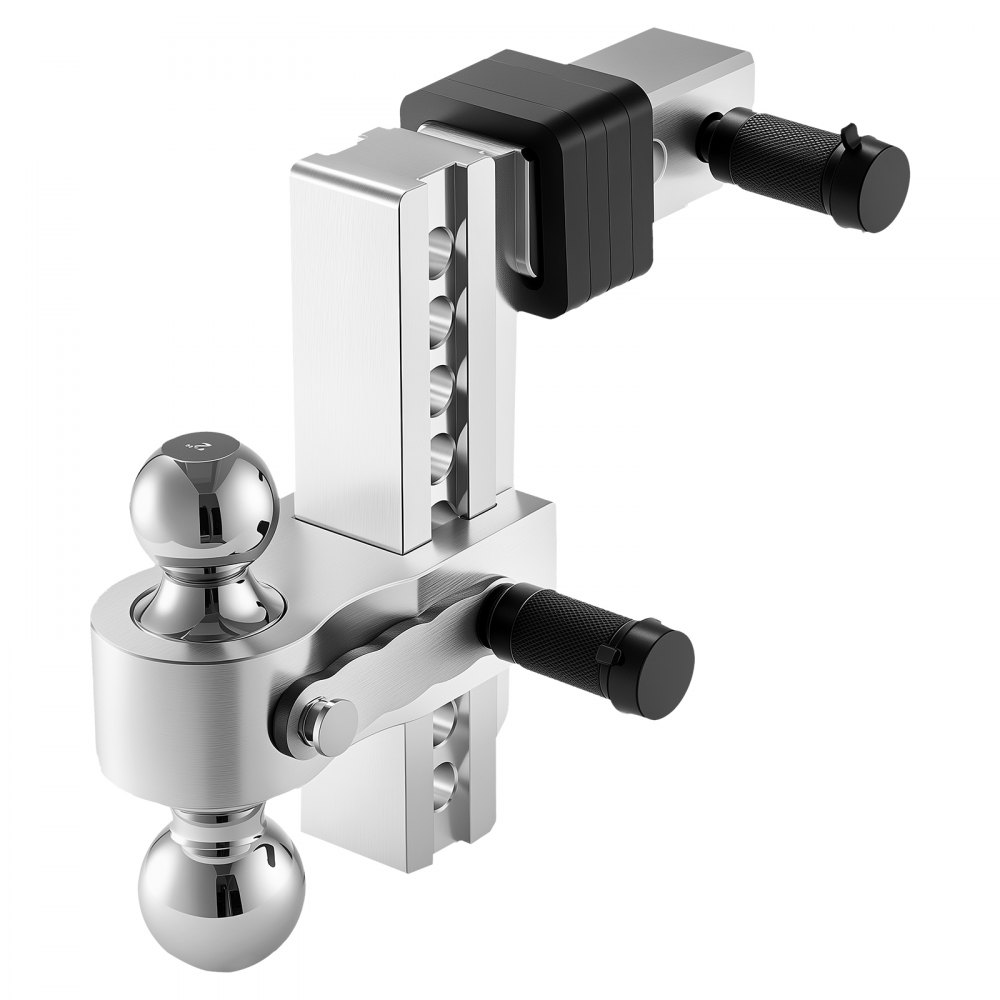 VEVOR Adjustable Trailer Hitch, 8-Inch Drop Hitch, Tri-Ball Mount for 2-Inch Hitch Receiver, Trailer Ball Size 1-7/8", 2" and 2-5/16", Max 15000 lbs Ball Hitch, Towing Hitch for RVs, ATVs, and Trucks