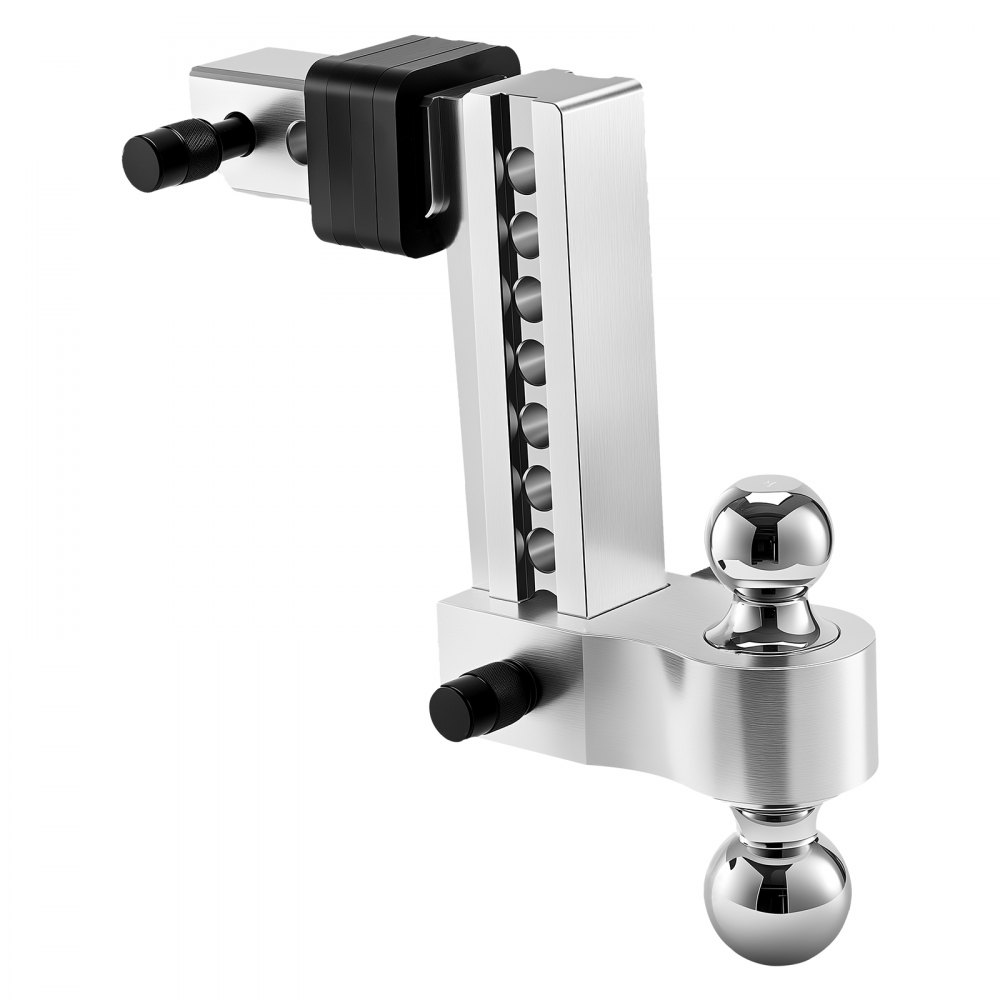 VEVOR Adjustable Trailer Hitch, 8-Inch Drop Hitch, Tri-Ball Mount for 2-Inch Hitch Receiver, Trailer Ball Size 1-7/8", 2" and 2-5/16", Max 15000 lbs Ball Hitch, Towing Hitch for RVs, ATVs, and Trucks
