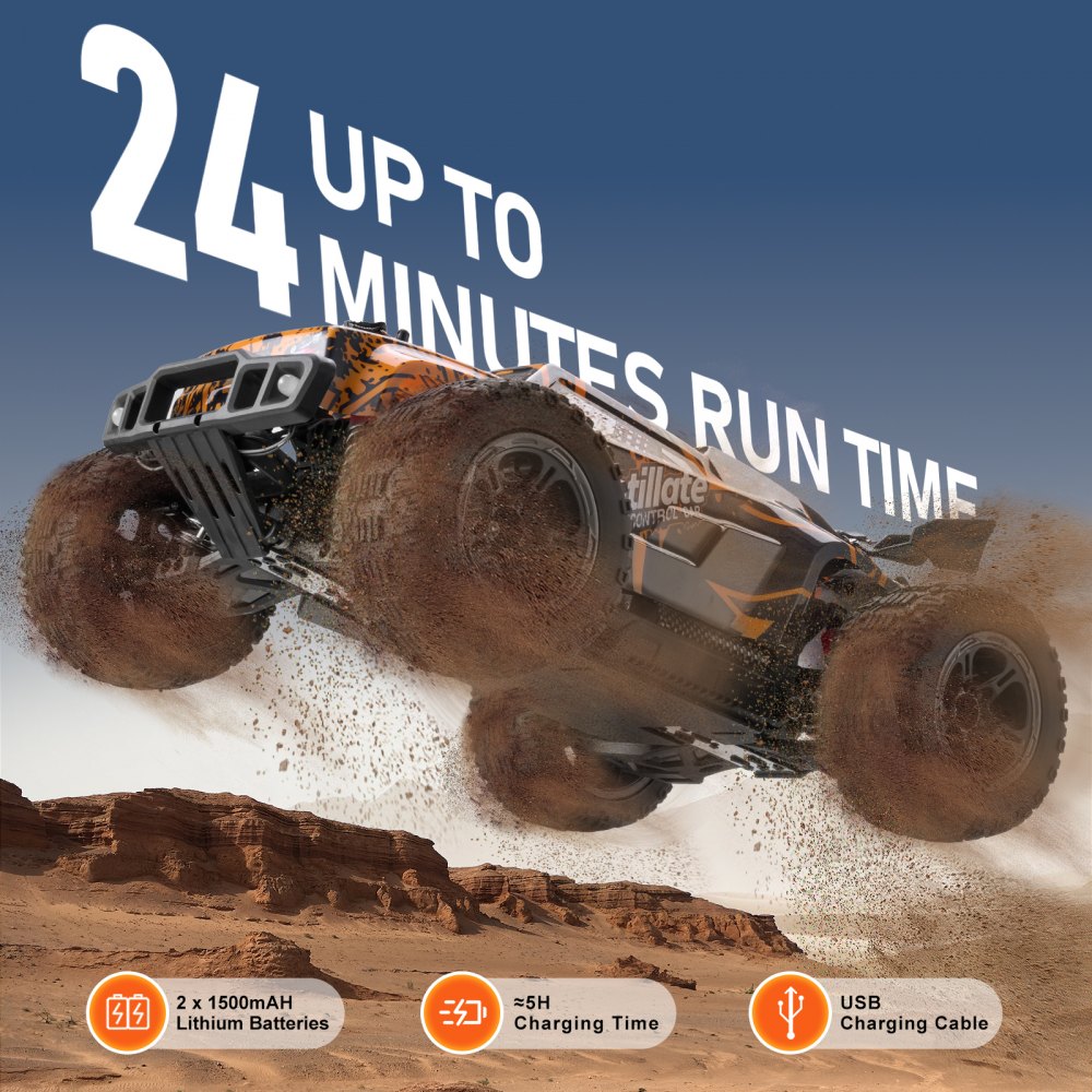 VEVOR Remote Control Car, 1:10 Scale RC Car for Kids,  All Terrain 4WD Off-Road Truck with 45° Wheelie & Adjustable Speed, 50 km/h High-Speed Hobby RC Racing Car Toy, Ideal Gift for 8+ Year Kids, IPX4