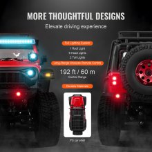 VEVOR Mașină cu telecomandă la scară 1:24 Camion off-road cu iluminare completă 4WD pentru copii