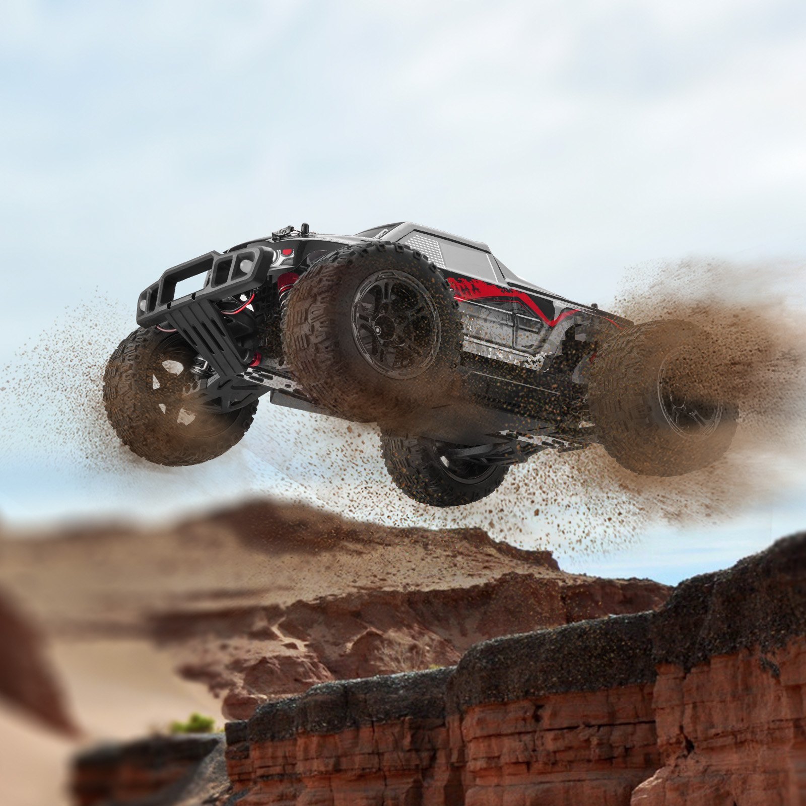 VEVOR Remote Control Car, 1:10 Scale RC Car for Kids, All Terrain 4WD Off-Road Monster Truck with 45° Wheelie & 2 Batteries, 38 km/h High Speed Hobby Racing Car - Ideal Gift for 8+ Years Kids, IPX4