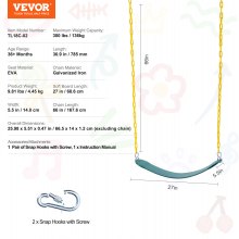 VEVOR 2-Pack Swing Seats Swings Replacement for Outdoor Swing Set 66 Inch Chain