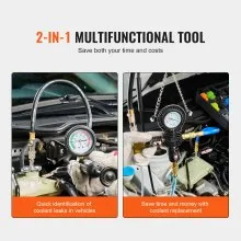 VEVOR 28 pcs Universal Radiator Pressure Tester Kit, Coolant Pressure Tester Kit with Manual Pump and Color-coded Test Caps, Coolant Vacuum Refill kit for Cars Motorcycles Trucks Cooling System