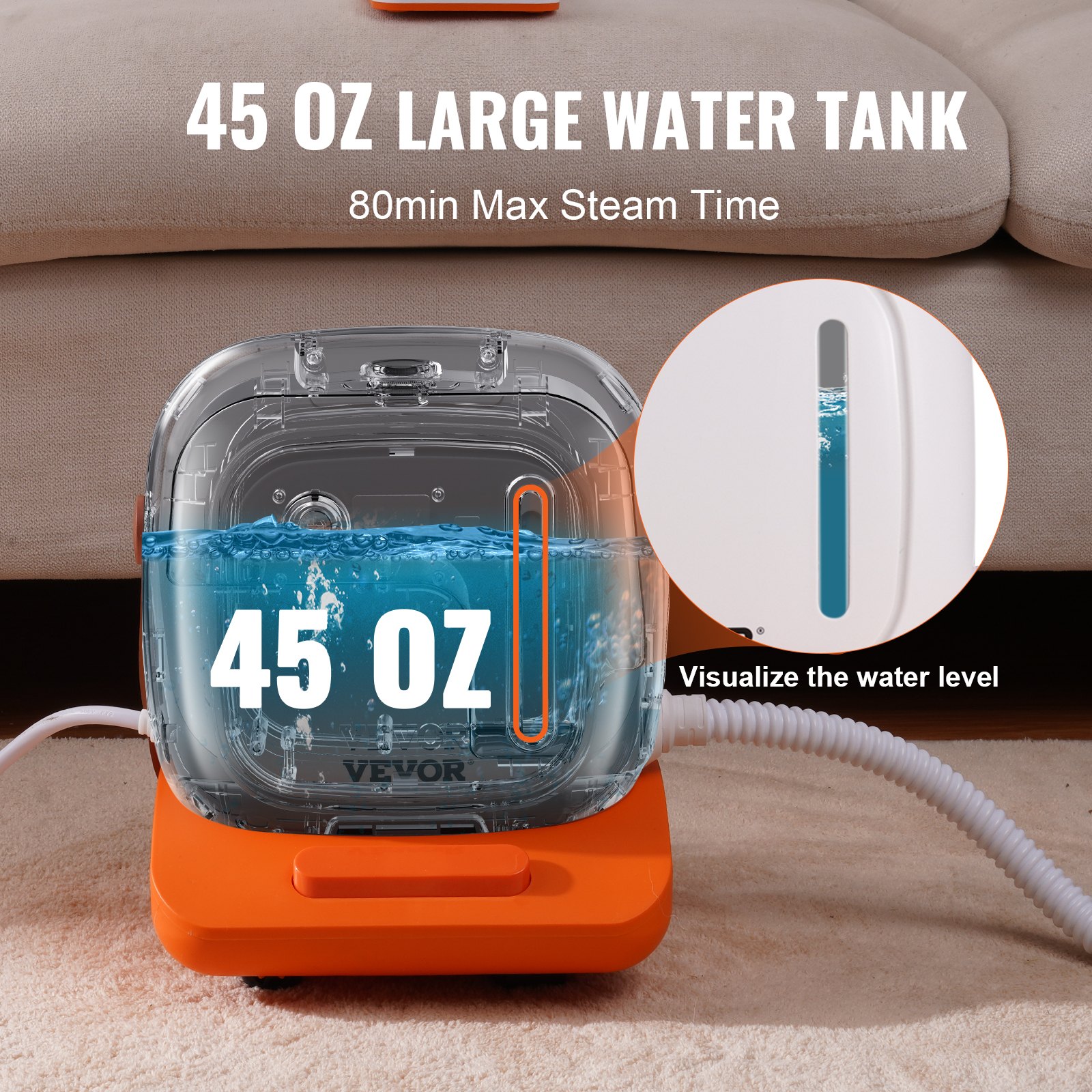 VEVOR Steam Cleaner for Home Use, Portable Steam Cleaner with 45oz Tank, 20 Accessories and 16.4ft Power Cord, Steamer for Deep Cleaning Floors, Windows, Grout, Grills, Cars, and More