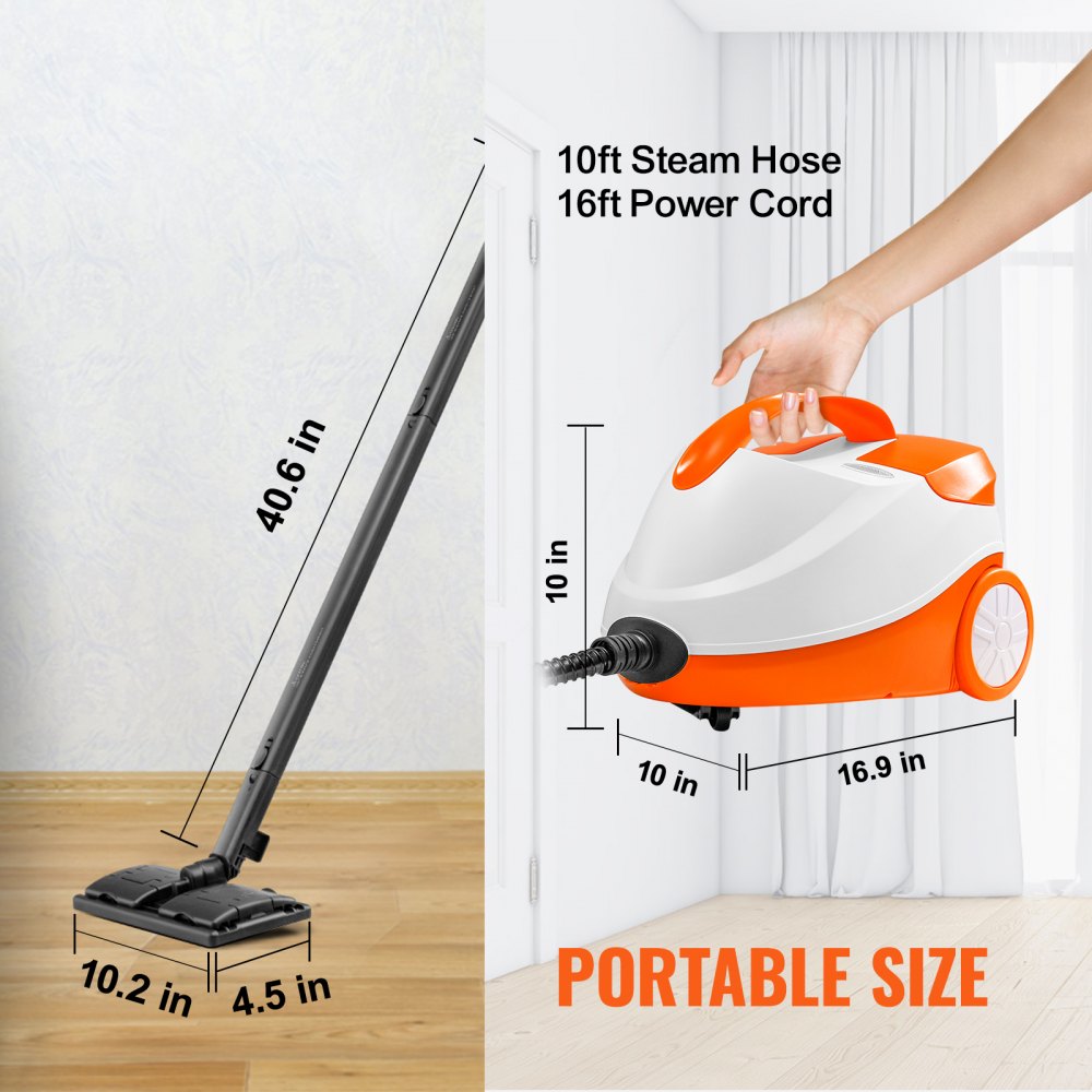VEVOR Steam Cleaner for Home Use, Portable Steam Cleaner with 20 Accessories, 51oz Tank & 18ft Power Cord, Steamer for Deep Cleaning Floors, Windows, Grout, Grills, Cars, and More