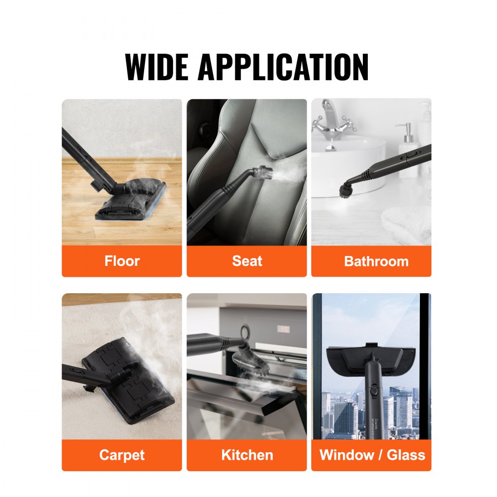 VEVOR Steam Cleaner for Home Use, Portable Steam Cleaner with 20 Accessories, 51oz Tank & 18ft Power Cord, Steamer for Deep Cleaning Floors, Windows, Grout, Grills, Cars, and More