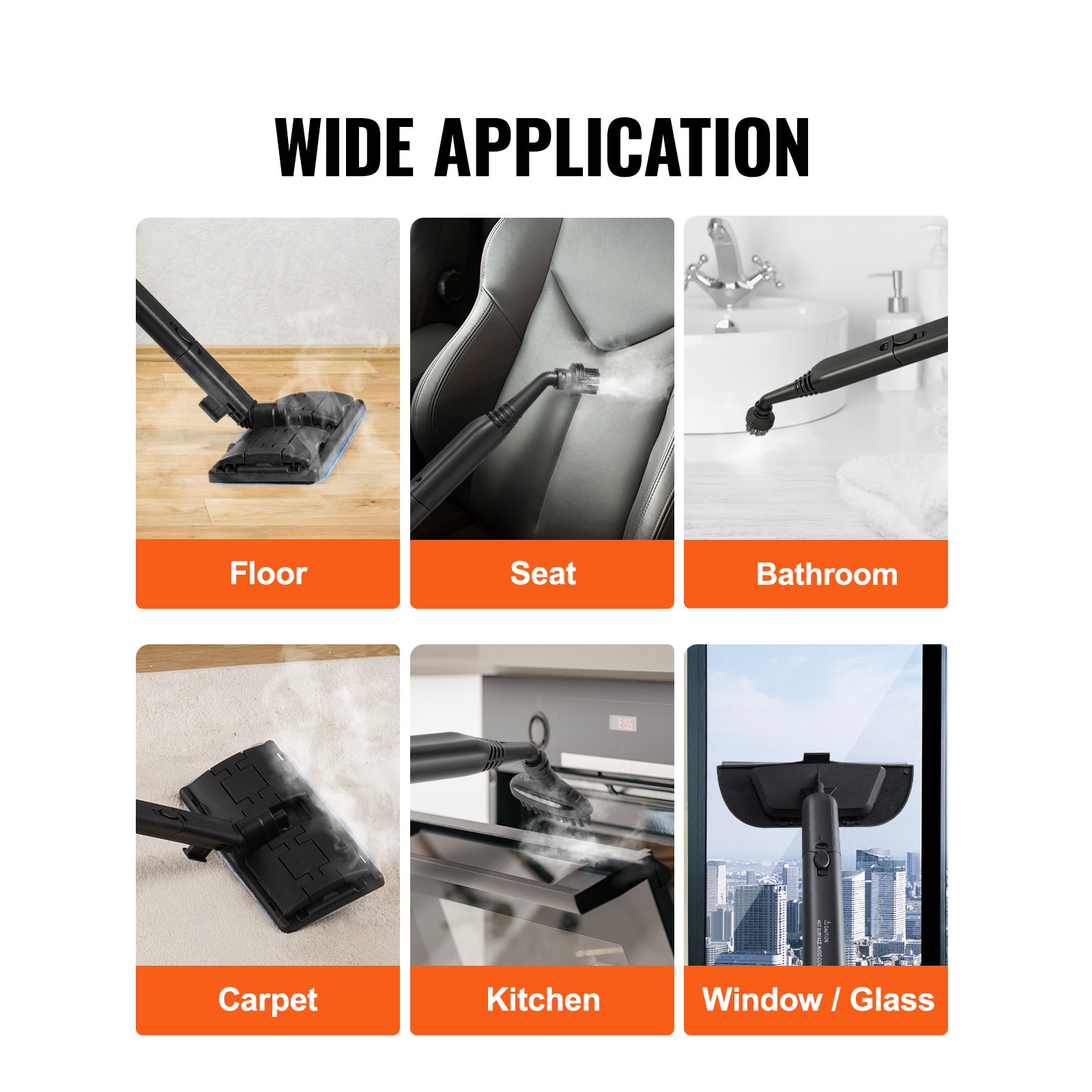 VEVOR Steam Cleaner for Home Use, Portable Steam Cleaner with 20 Accessories, 51oz Tank & 18ft Power Cord, Steamer for Deep Cleaning Floors, Windows, Grout, Grills, Cars, and More