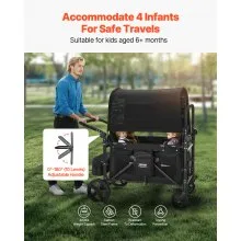 Wagon Stroller for 4 Kids Push Pull Quad Collapsible Stroller 330LBS Loading