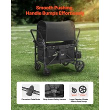 VEVOR Wagon Stroller for 4 Kids Push Pull Collapsible Stroller 330LBS Loading