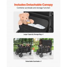 Wagon Stroller for 4 Kids Push Pull Quad Collapsible Stroller 330LBS Loading