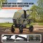 VEVOR All-Terrain Stroller Wagon, 2 Seats Foldable Expedition 2-in-1 Collapsible Wagon Stroller, Includes Canopy, Parent Organizer, Snack Tray & Cup Holders, 55lbs for Single Seat, Olive Green