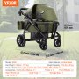 VEVOR All-Terrain Stroller Wagon, 2 Seats Foldable Expedition 2-in-1 Collapsible Wagon Stroller, Includes Canopy, Parent Organizer, Snack Tray & Cup Holders, 55lbs for Single Seat, Olive Green