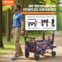 VEVOR Wagon Stroller for 2 Kids, Push Pull Quad Collapsible Stroller with Adjustable Handle, Encircling Harness Removable Canopy,4 Wheels w/ Brakes,Mutifunction Tandem Stroller for Camping Dark Purple