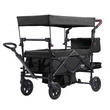 VEVOR Wagon Stroller for 2 Kids, Push Pull Quad Collapsible Stroller with Adjustable Handle, Encircling Harness Removable Canopy, 4 Wheels with Brakes, Mutifunction Tandem Stroller for Camping Black