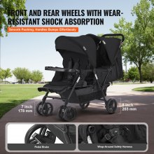 VEVOR Double Stroller Foldable Lightweight Twin Tandem Stroller Black