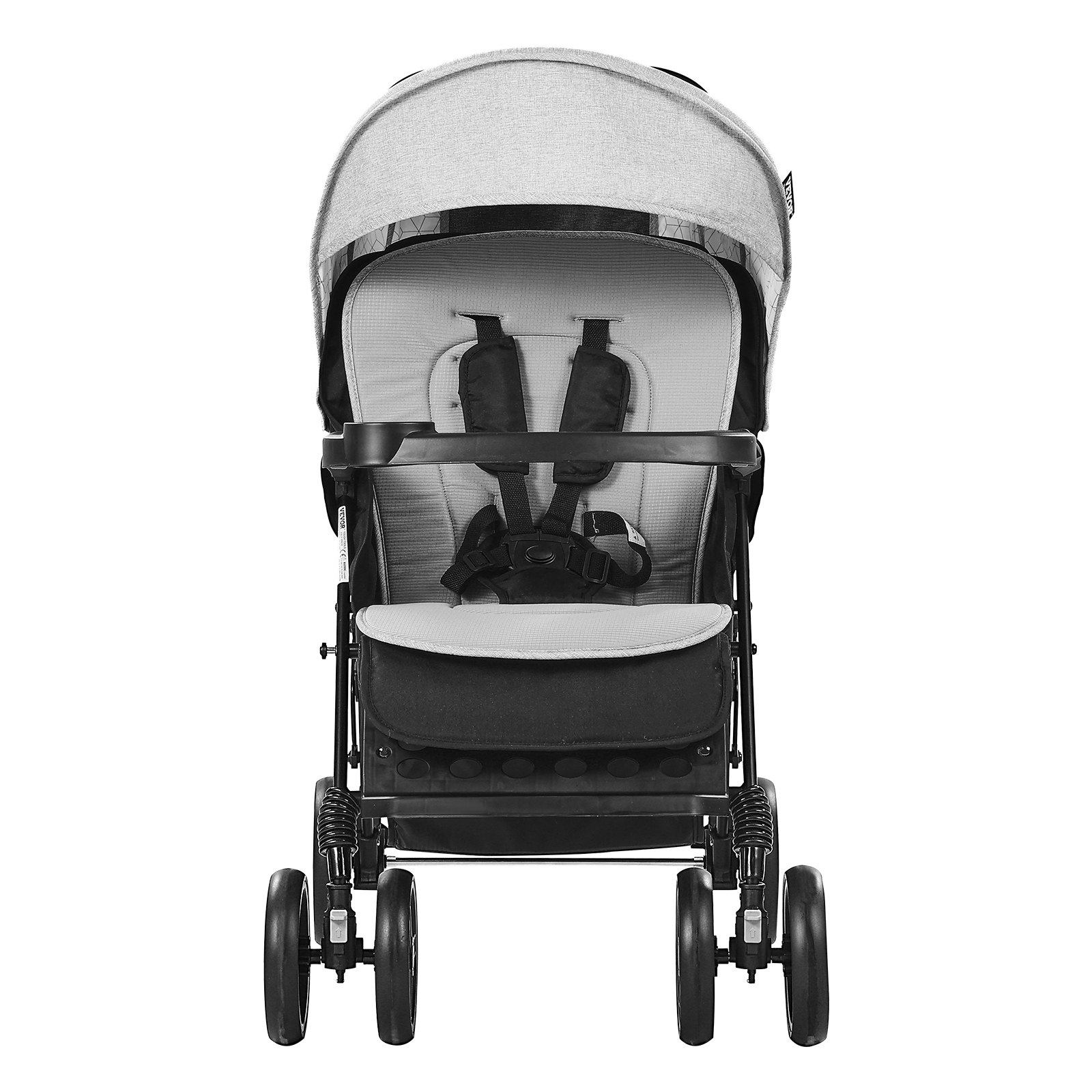 VEVOR Double Stroller, Foldable Lightweight Twin Stroller with Tandem Seating, Adjustable Backrest/Footrest, Wrap-Around Safety Harness,Storage Basket & Tray,for Newborn & Toddler (Light Gray,Black)