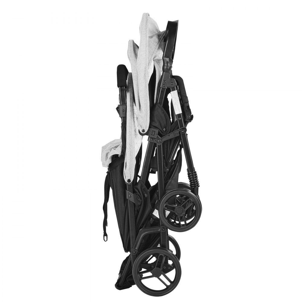 VEVOR Double Stroller, Foldable Lightweight Twin Stroller with Tandem Seating, Adjustable Backrest/Footrest, Wrap-Around Safety Harness,Storage Basket & Tray,for Newborn & Toddler (Light Gray,Black)