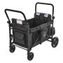 Καρότσι VEVOR Wagon για 4 παιδιά, Πτυσσόμενο τετραθέσιο καρότσι με ρυθμιζόμενη λαβή, ζώνη ασφαλείας και αφαιρούμενο τέντα, 4θέσιο καρότσι για κάμπινγκ, σκούρο γκρι και μαύρο (φόρτωση 330 λίβρες)