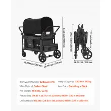 Wagon Stroller for 4 Kids Push Pull Quad Collapsible Stroller for Camping 330LBS