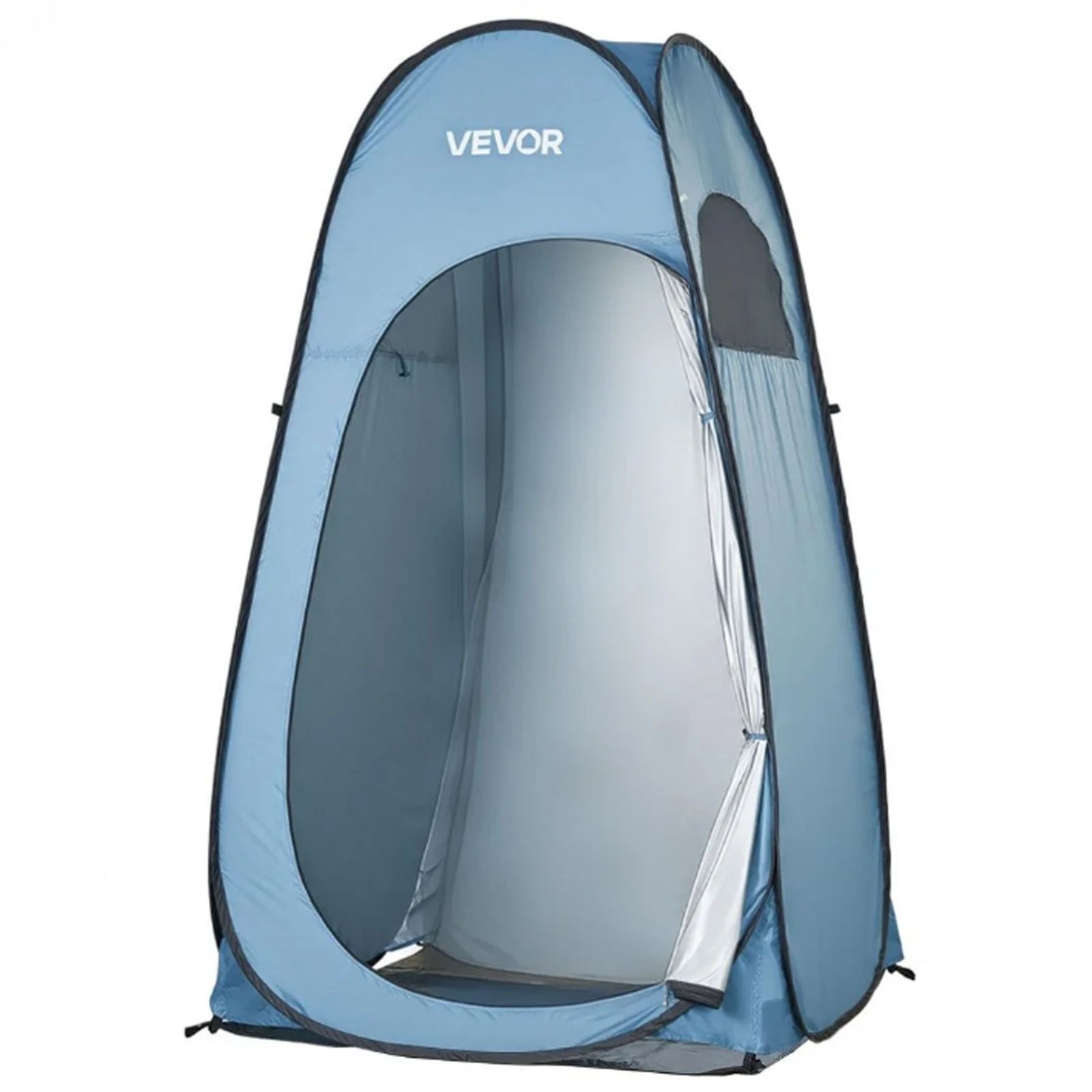 VEVOR Pop up Shower Tent, Instant Portable Privacy Tent Changing Room with Ground Stakes, Ropes, and Carry Bag, 190T Polyester with Silver Coating, Quick Setup, for Camping, Beach, Fishing, Blue