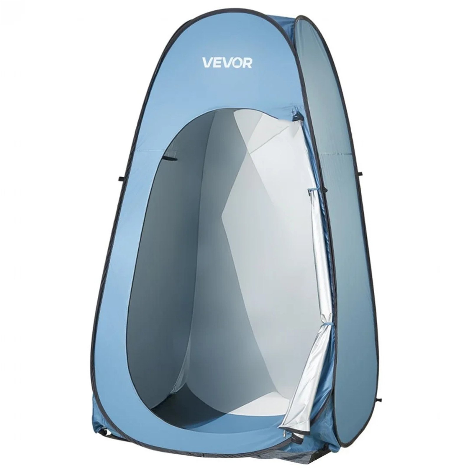 VEVOR Pop up Shower Tent, Instant Portable Privacy Tent Changing Room with Hanging Bag, Ground Stakes, Ropes, Carry Bag, 190T Polyester with Silver Coating, Quick Setup, for Camping, Beach, Fishing
