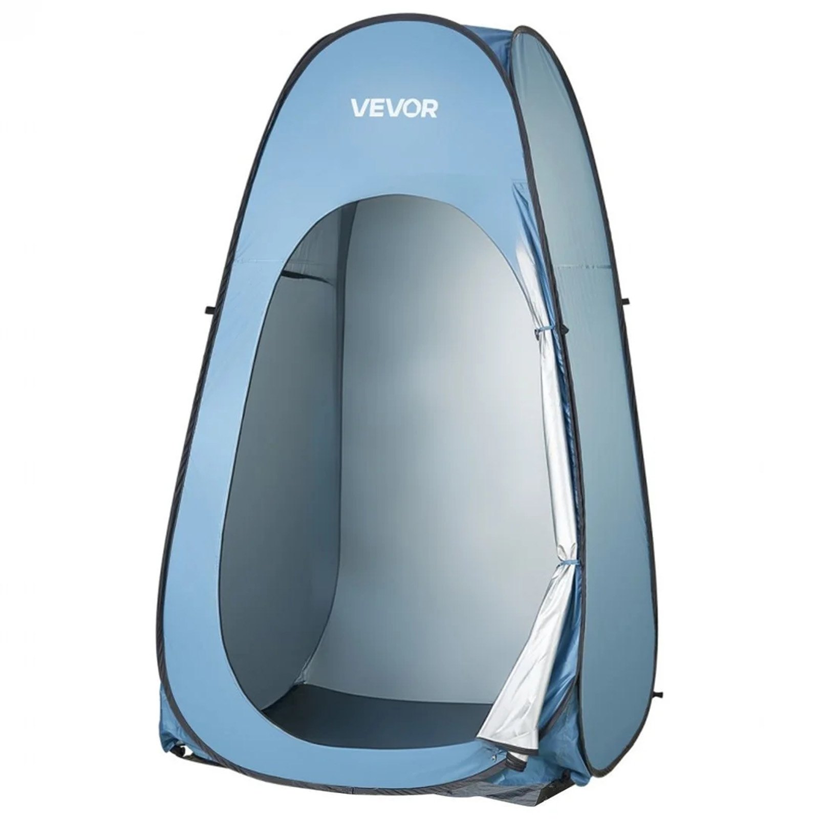 VEVOR Pop up Shower Tent, Instant Portable Privacy Tent Changing Room with Shower Bag, Ground Stakes, Ropes, Carry Bag, 190T Polyester with Silver Coating, Quick Setup, for Camping, Beach, Fishing