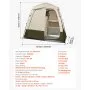 VEVOR Camping Shower Tent, 2-Room Foldable Privacy Tent Changing Room with Ground Stakes, Ropes, Carry Bag, and Crossbar, 150D Oxford Fabric with Silver Coating, for Camping, Beach, and Fishing