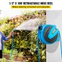 VEVOR Retractable Hose Reel, 1/2 inch x 100 ft, Any Length Lock & Automatic Rewind Water Hose, Wall Mounted Garden Hose Reel w/ 180° Swivel Bracket and 7 Pattern Hose Nozzle, Blue