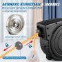 VEVOR Retractable Extension Cord Reel, 50 FT, Heavy Duty 14AWG/3C SJTOW Power Cord, with Lighted Triple Tap Outlet, 13 Amp Circuit Breaker, 180° Swivel Bracket for Ceiling or Wall Mount, UL Listed