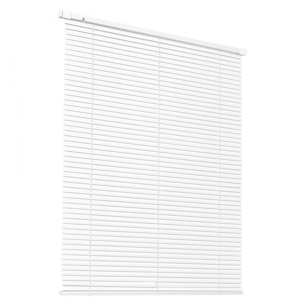 VEVOR Mini Blinds, 43.3" W x 48" H, 1" Slat Size, Cordless Horizontal Light Filtering No-Drill Mini Blind for Indoor Windows, Easy to Clean and Adjustable, for Home Decor, Room Darkening, White