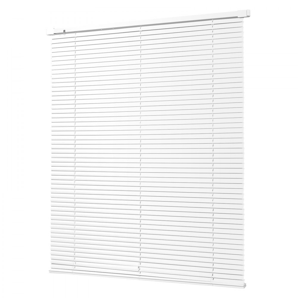 VEVOR Mini Blinds, 43.3" W x 48" H, 1" Slat Size, Cordless Horizontal Light Filtering No-Drill Mini Blind for Indoor Windows, Easy to Clean and Adjustable, for Home Decor, Room Darkening, White